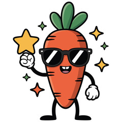 Adorable carrot character with loving expression vector illustration