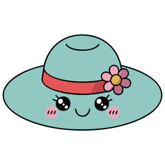 Sun hat color doodle kawaii style vector illustration isolated