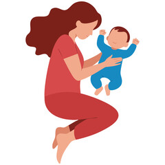  Mother and newborn baby sleeping together in the same bed