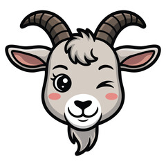 Zodiac goat character doodle vector drawing isolated white background