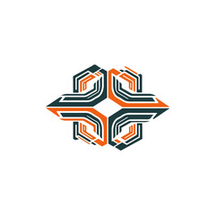 Obraz premium Abstract Geometric Logo Design with Orange and Teal Elements