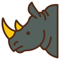 rhino animal wild nature doodle isolated vector illustration on white background