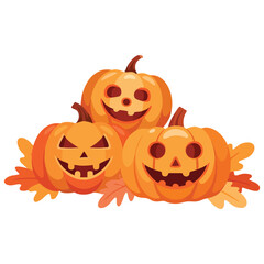 multiple halloween pumpkins stacked together isolated vector illustration on white background