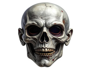 Fototapeta premium Creepy ghoul mask featuring deep hollow eye sockets, wrinkled gray skin texture, and realistic shadows. Studio-lit, cleanly cut out on transparent background