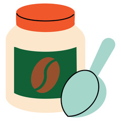 coffee jar with spoon morning drink icon isolated vector illustration on white background