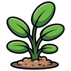 Whimsical growing sprout vibrant green leaves vector art design