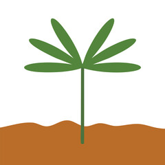 Emerging plant sprout bold outlines vector illustration isolated