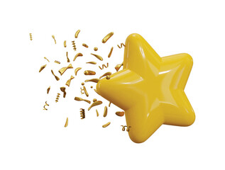 Star with gold confetti icon 3d render concept of luxury Festival or Eid celebration elements party confetti icon vector illustration