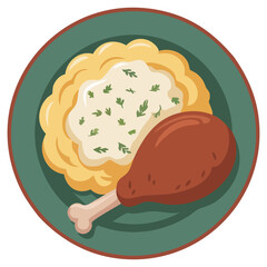 Confit de canard French cuisine vector illustration