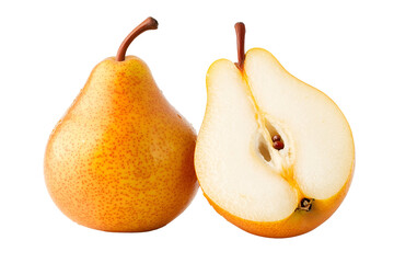 Whole And Halved Fresh Yellow Pear Isolated Object Element