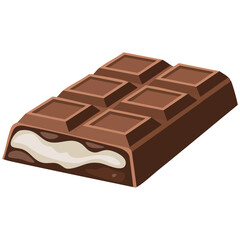 Chocolate bar in opened wrapper isolated on plain background