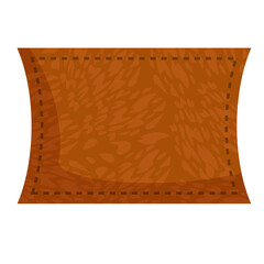 Stylized Brown Rectangular Pillow With Stitched Edges And Soft Texture Against Transparent Background