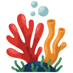 Underwater ocean scene with diverse coral formations