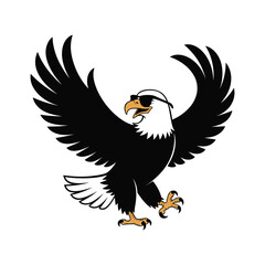 Obraz premium Majestic bald eagle spreading wings in powerful dynamic pose emblematic of freedom and strength