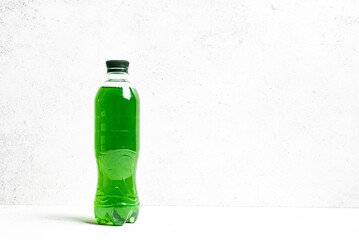 Liquid Chlorophyll Drink. Bottle of Green Chrorophyll Water.