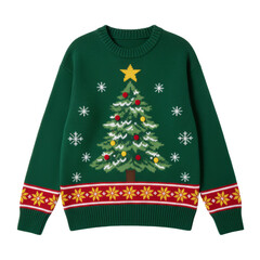 Festive holiday knitwear featuring a whimsical christmas tree design radiating seasonal joy