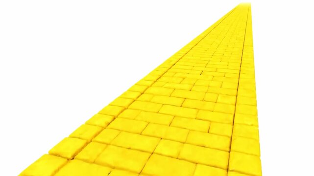 Yellow Brick Road Leading to the Unknown - A perspective shot of a yellow brick road stretching far into the distance.