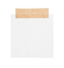 Blank paper note with adhesive tape piece isolated on white