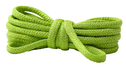 Bright lime green shoelaces knotted