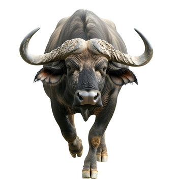 African Buffalo Running Forward Isolated