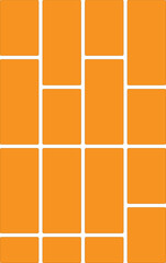 Abstract Orange Rectangular Tiles Arranged in Geometric Pattern with White Grout