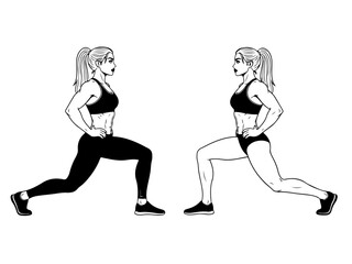 Gymnast woman doing walking lunges