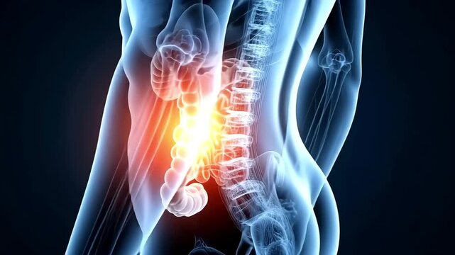 Lower Back Pain and Spine Anatomy &mdash; Medical Concept of Lumbar Injury and Pain Relief