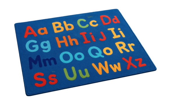 Spacious educational rug showcasing uppercase and lowercase letters for homeschooling.