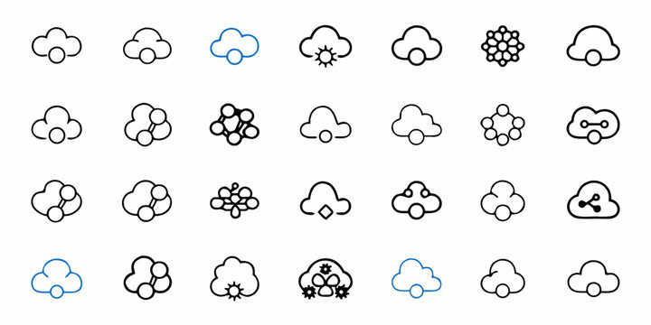 Inspiring cloud icons offering modern digital solutions, perfect for technology presentations, data management projects, and innovative software applications, ideal for tech startups