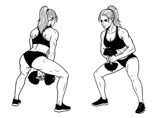 Gymnast Woman Dong a goblet squat