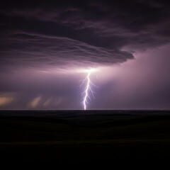 Dramatic Lightning Strike: Thunderstorm, Electrical Storm, Night Sky, Power, Energy, Weather Phenomenon, Landscape
