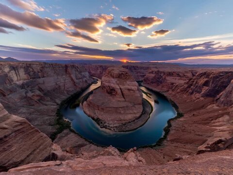 Sunset at Horseshoe Bend, created from photo using OpenArt (Kling)