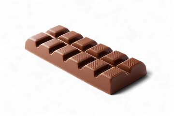 A single bar of milk chocolate, broken into pieces, isolated on transparent background