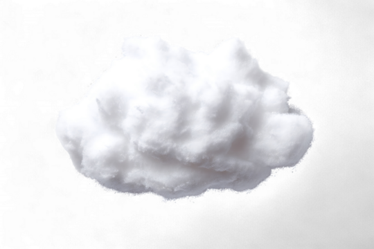 A single fluffy white cloud isolated on a transparent background, representing a dream or imagination