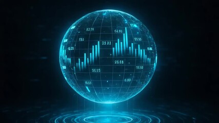 A futuristic digital globe showcasing data analytics with glowing graphs and statistics, representing global connectivity and innovation. - Powered by Adobe