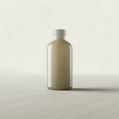 Minimalist clear glass bottle with light colored liquid