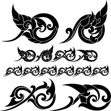 Traditional Thai Pattern Elements Ideal for Logo Design and Cultural Branding Projects