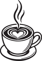  Coffee cup with heart latte art