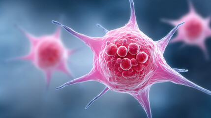 Amoeba, Ameba, A digitally colored image of an amoeba that causes disease, suitable for diagnostic purposes.