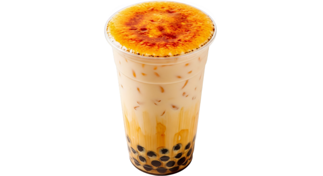 Bubble tea with crème brûlée topping