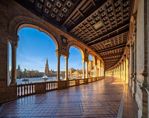 Stunning architectural details of Plaza de España in Seville