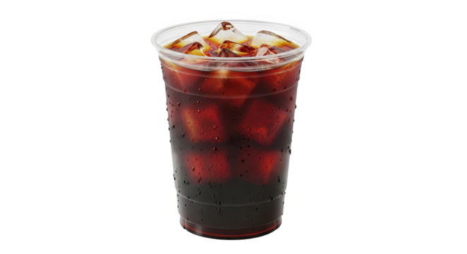Iced coffee in a clear plastic cup