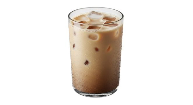 Iced coffee in a glass with condensation