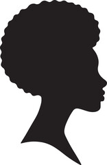 Woman with afro hair silhouette profile.