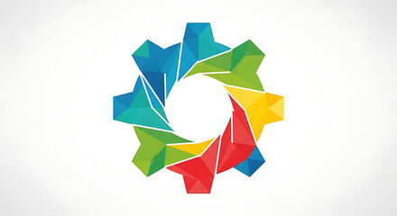 Colorful gear logo isolated on white background, vector illustration