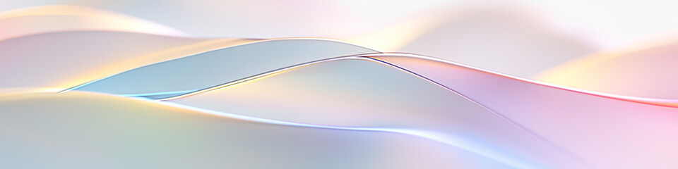 Obraz premium An abstract digital render of translucent overlapping waves. Soft pastel gradient background with fluid shapes and elegant lines. Modern futuristic wallpaper design