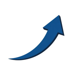 Blue upward arrow showing growth and progress isolated on transparent background