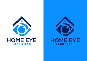 Simple design of eye logo icon with house