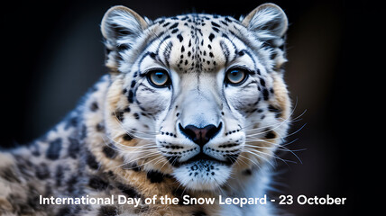Obraz premium Close up portrait of snow leopard face for international day of the snow leopard wildlife conservation 