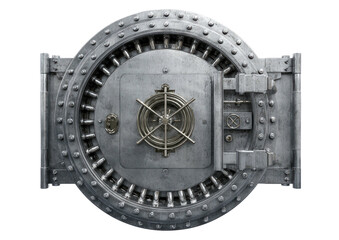 A circular steel vault door